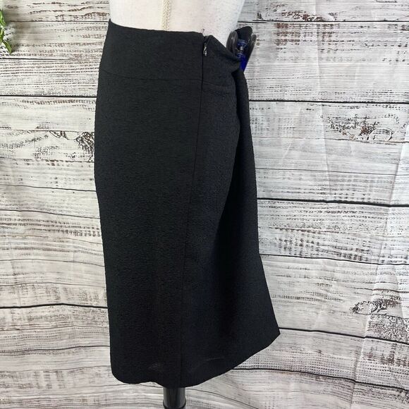 Kasper Skirt size 6 Black Textured Straight Knee Church Wedding Cocktail Modest - Picture 6 of 8